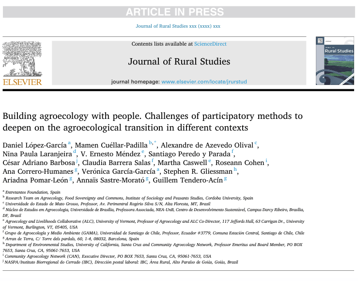 Estudio: Construyendo agroecología con personas. Desafíos de los métodos participativos para profundizar en la transición agroecológica en diferentes contextos
